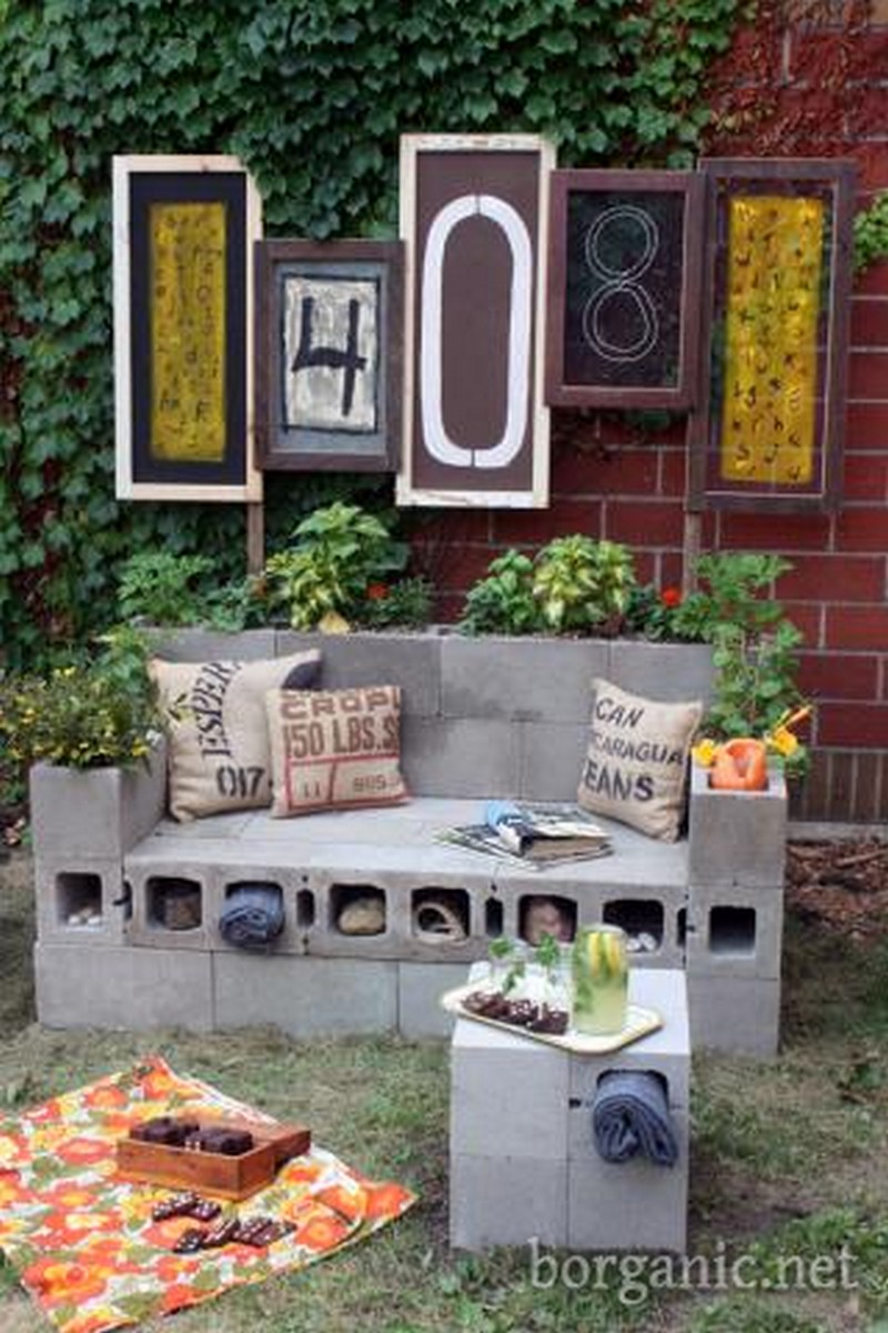 DIY Cinder Block Outdoor Loveseat - B Organic