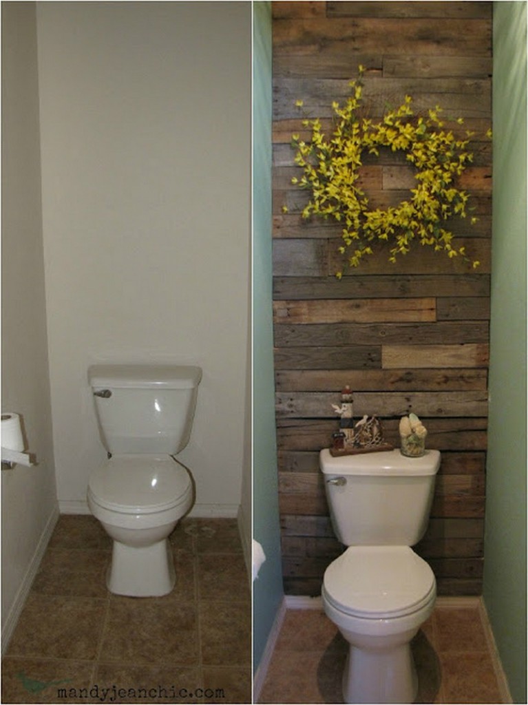 DIY Pallet Wall for the Free Toilet Room Makeover - MandyJeanChic