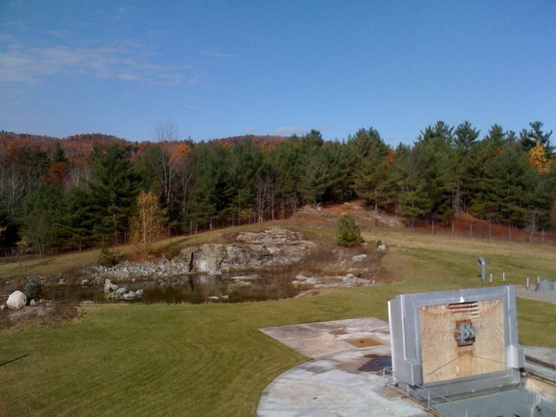 Landscaping was not a priority when the silo was built! This lake and all the trees are new.. That's one of the 40 ton silo doors in the foreground.