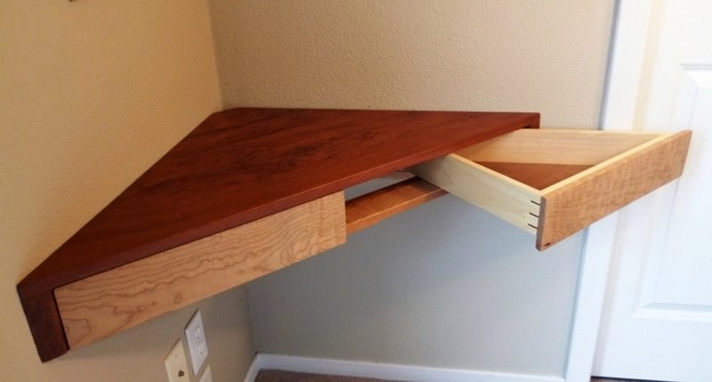 Floating Corner Shelf With Drawers