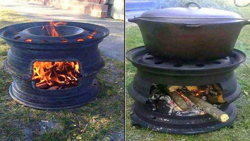 Recycled Rim BBQ Fire Pit