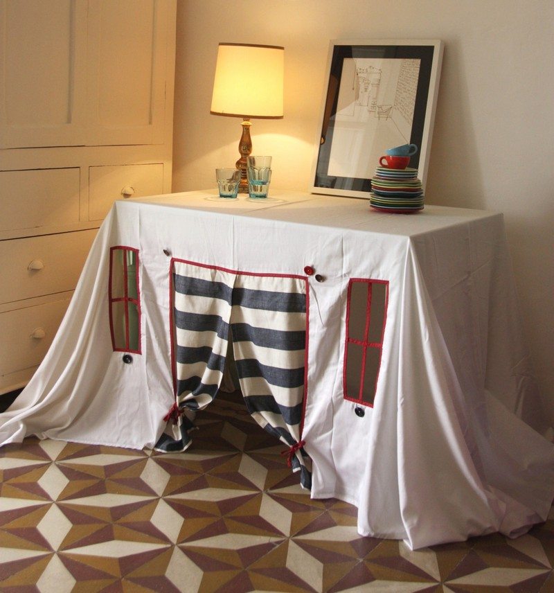 Striped Spring Playhouse Tablecloth