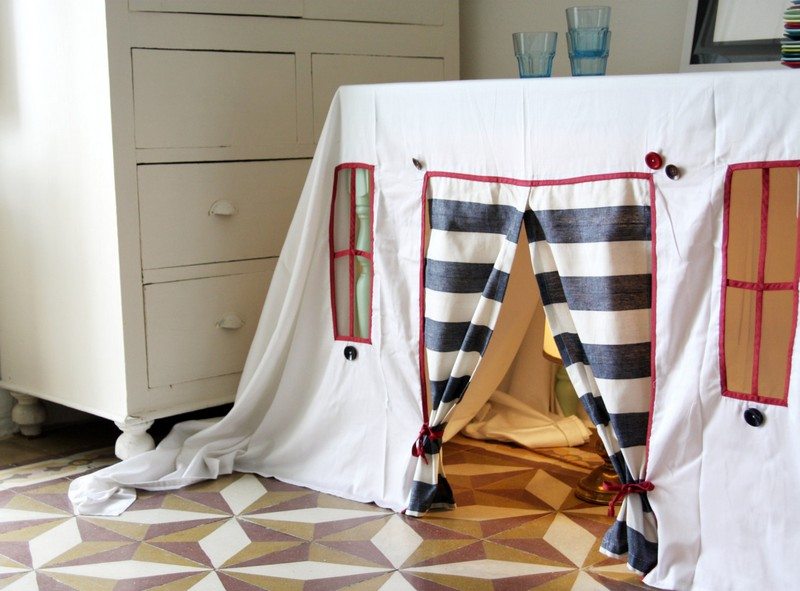 Striped Spring Playhouse Tablecloth