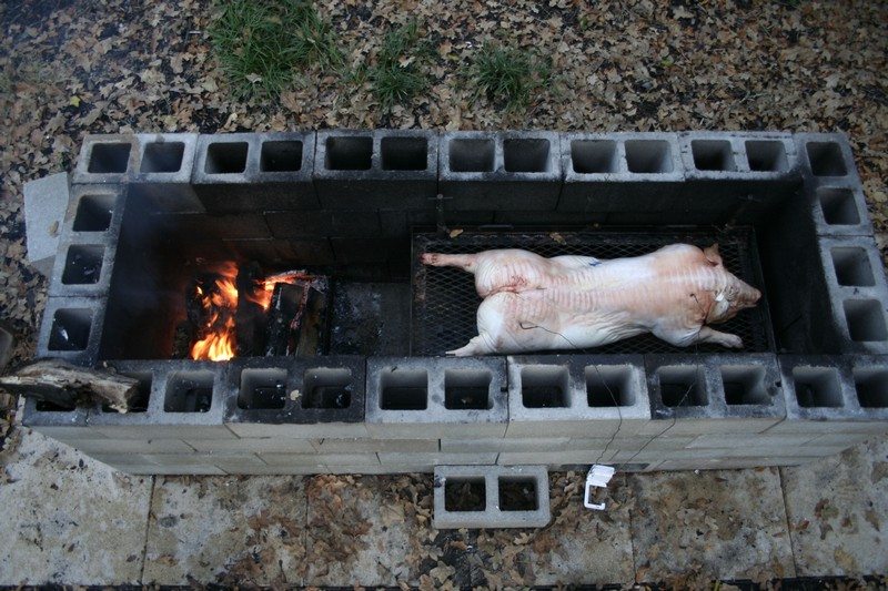 Cinder Block Pit Smoker