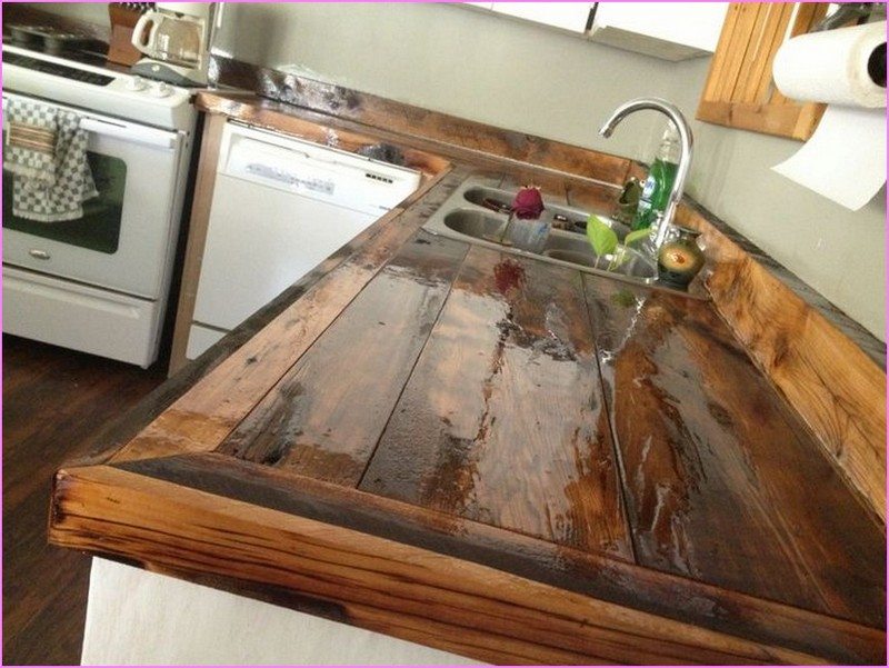 countertops rustic wooden countertop timber counter tops kitchens cocina pallet cocinas newsletter cabin cabinets goodsgn articulo