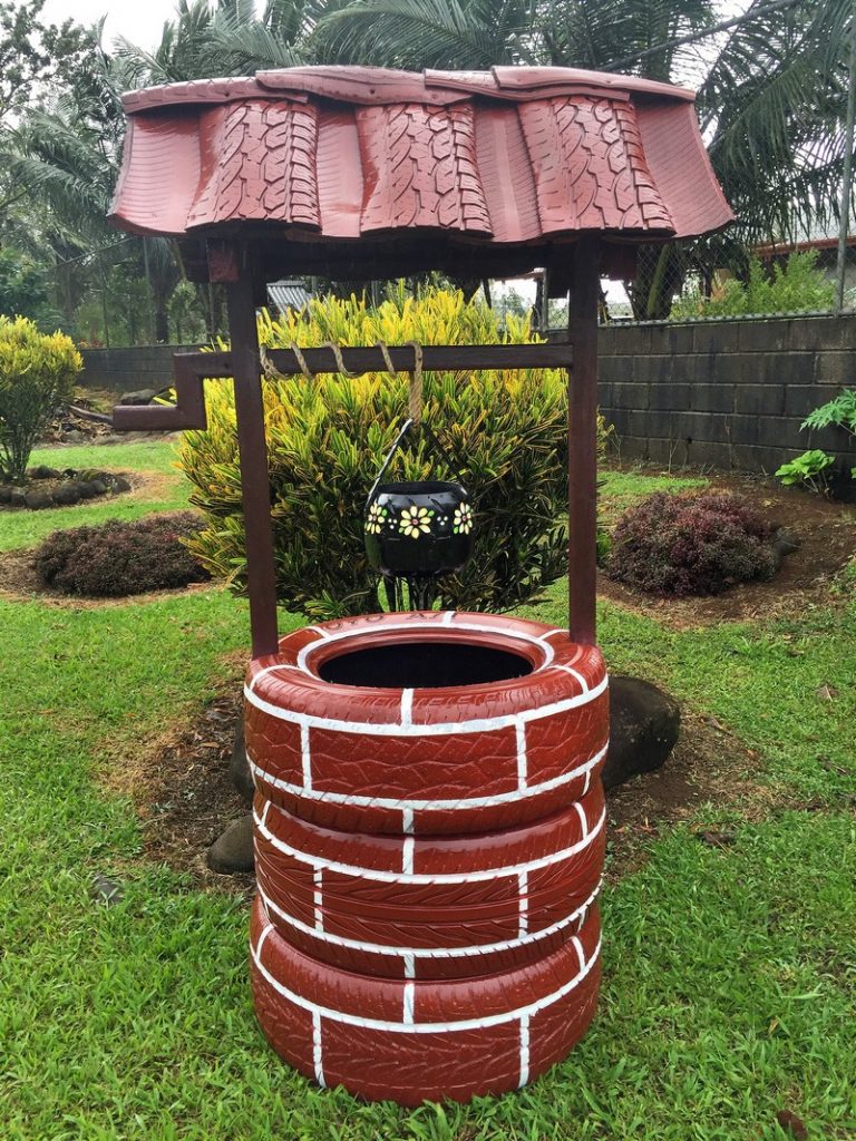 Wishing Well Planter Recycled Tires