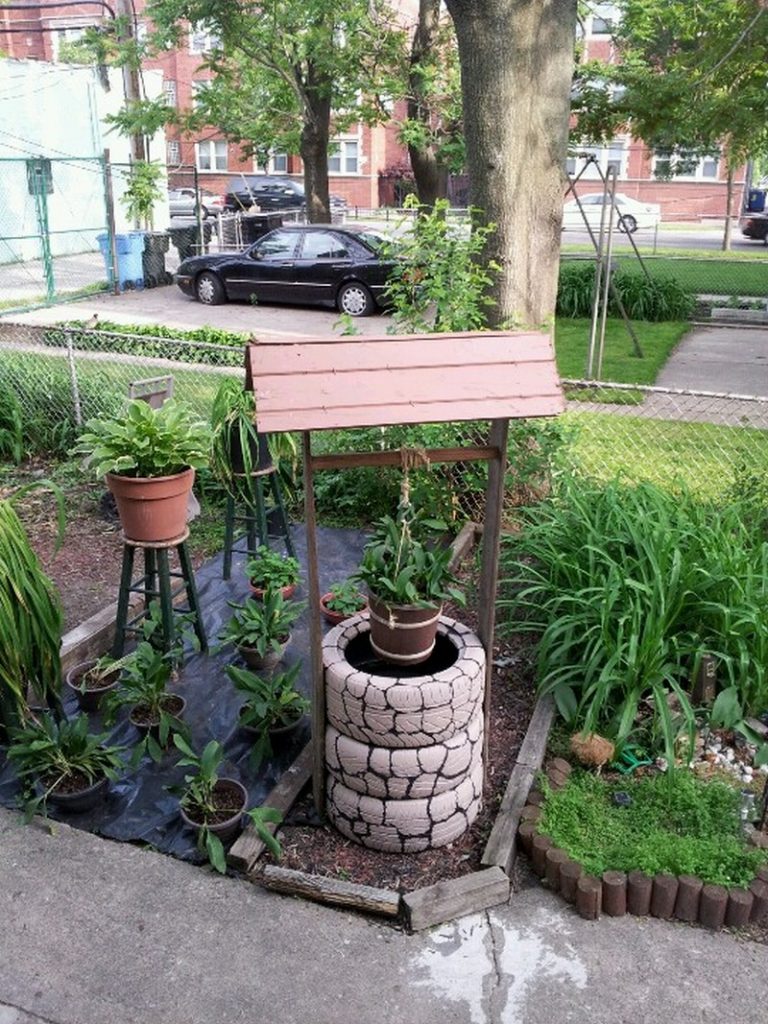 Wishing Well Planter Recycled Tires
