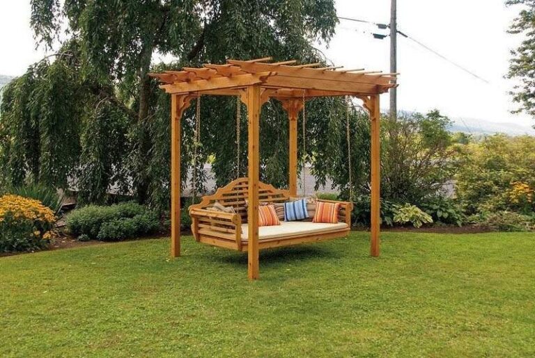Outdoor Cedar Swing Bed Pergola
