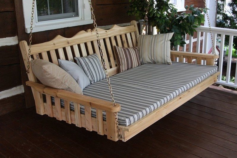Outdoor Cedar Swing Bed Pergola