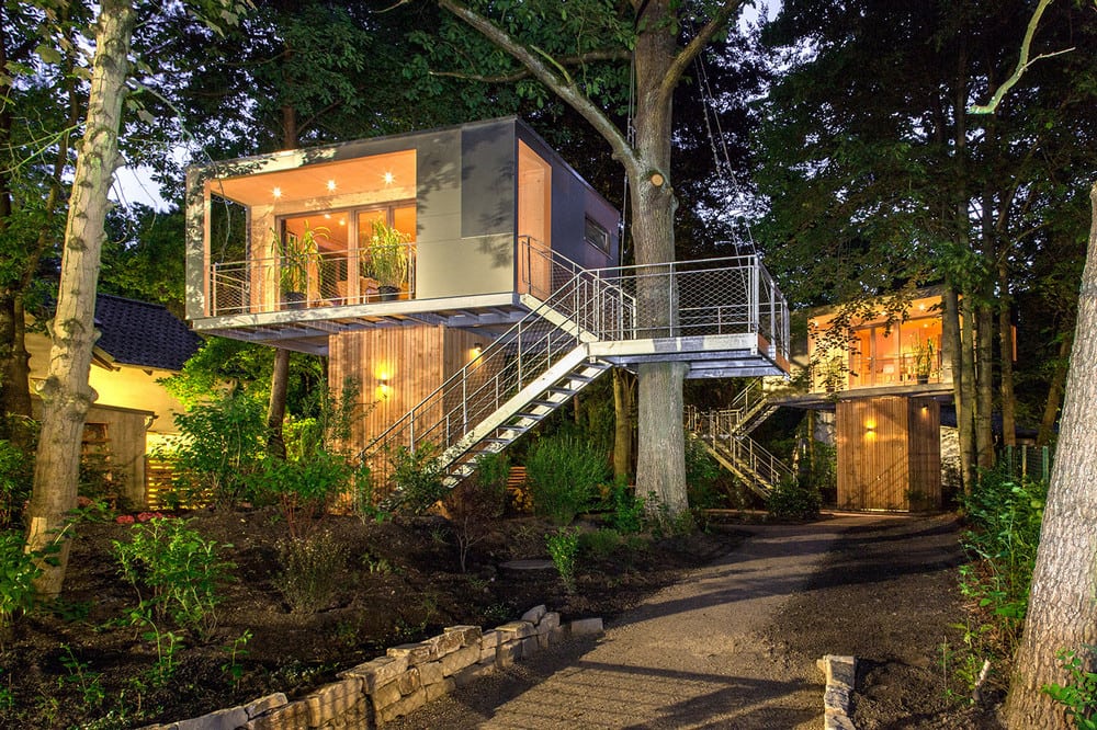 The surrounding foliage were carefully preserved during the building process.