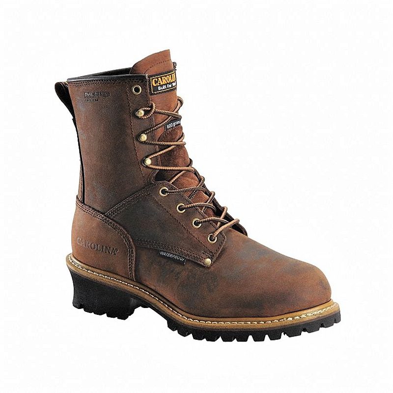 Carolina Elm Plain-Toe Work Boots are styled after traditional all-leather loggers. While boots of this style often require days of break-in, Carolina’s work boots are fairly comfortable right out of the box.