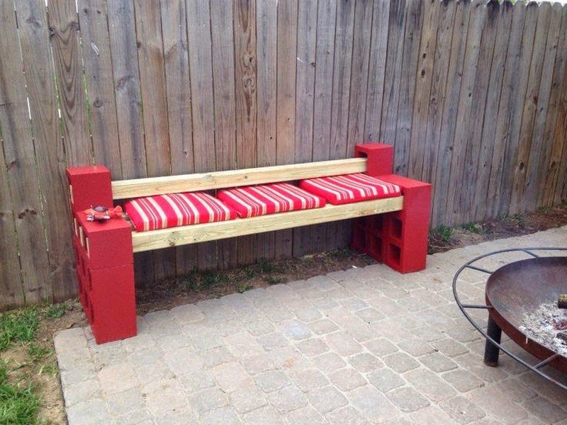 L shaped deals cinder block bench