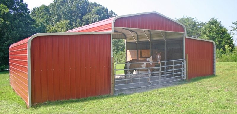 We recommend installing dividers and stalls to the carport. These will help to form separate stalls for the horses and other animals. 