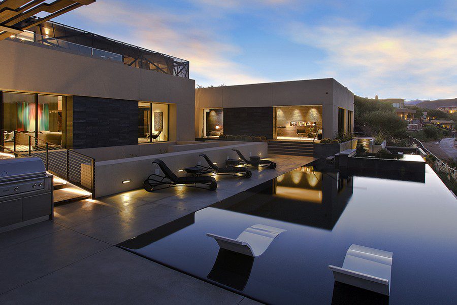 a luxurious home with a swimming pool