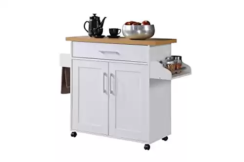 Kitchen Island with Spice Rack, Towel Rack & Drawer