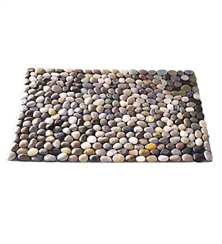 Multicolor Indoor Outdoor Smooth River Rock Stone Floor Mat