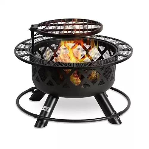 Wood Burning Fire Pit Backyard with Cooking Grill