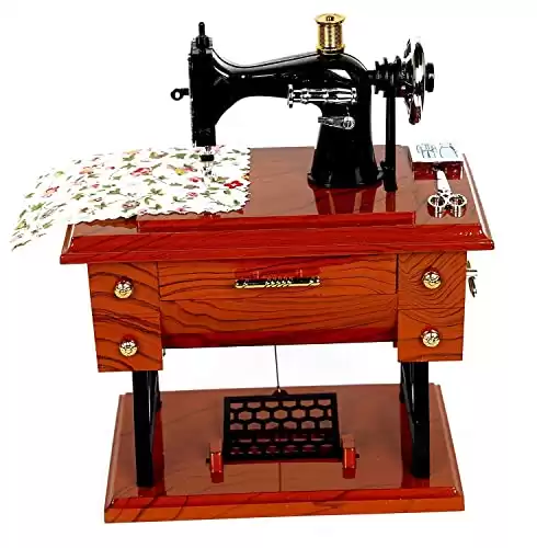 Mini Vintage Sewing Machine Plastic Music Box