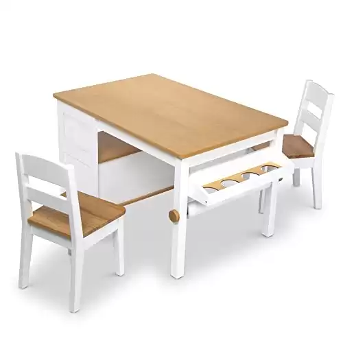 Wooden Art Table and 2 Chairs Set – Kids Furniture for Playroom