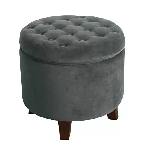 Fabric Upholstered Round Storage Ottoman