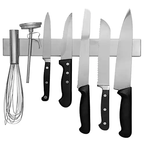 Magnetic Knife Bar - 12” Durable Stainless Steel Knife Block for Wall or Refrigerator