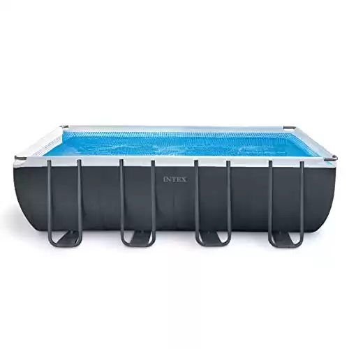 Rectangular Pool Set with Sand Filter Pump, Ladder, Ground Cloth & Pool Cover