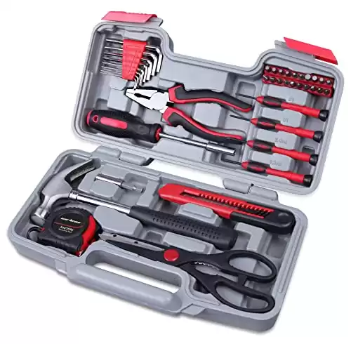 Cartman 39 Piece Tool Set - General Household Kit with Plastic Toolbox Storage Case