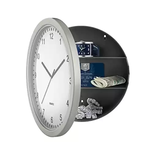 Clock Safe – Analog Clock with Hidden Wall Safe for Jewelry, Cash, Valuables, and More