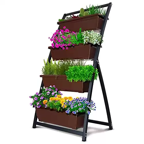 Freestanding Vertical Planters with 4 Container Boxes