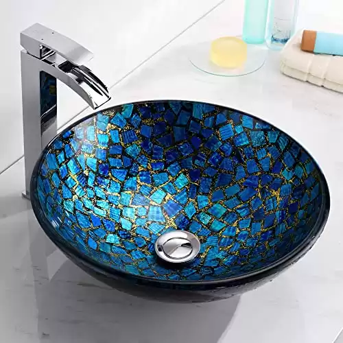 Mosaic Modern Tempered Glass Vessel Bowl Sink