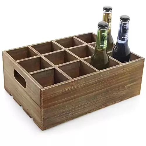Rustic Brown Wood Bottle Crate