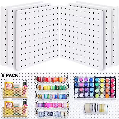 6 Pcs Pegboard Wall Organizer for Craft Room - White