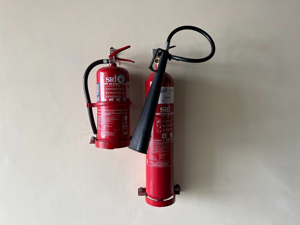 The most common type of fire extinguisher is called "ABC." This means it contains three different types of agents.