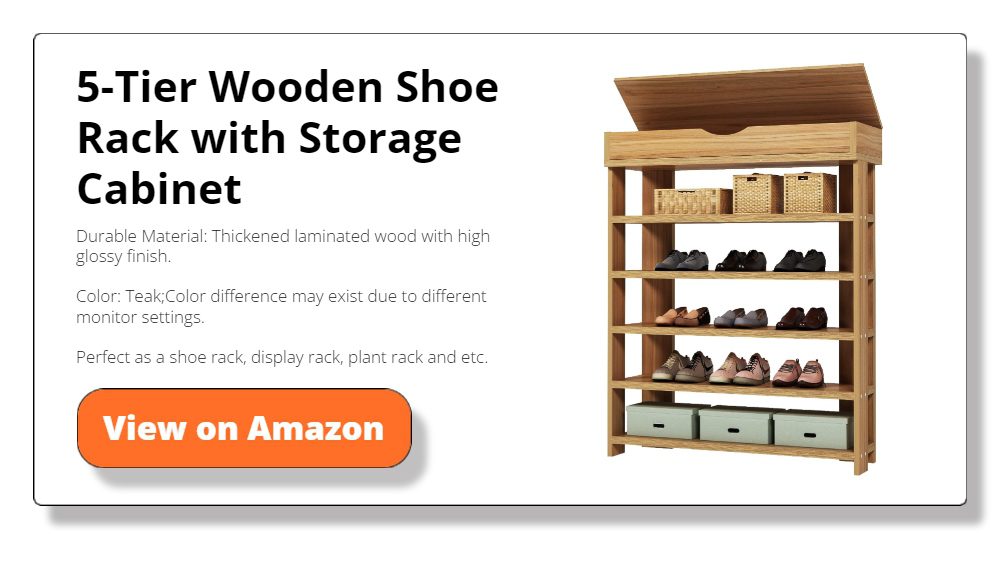 5-Tier Wooden Shoe Rack with Storage Cabinet