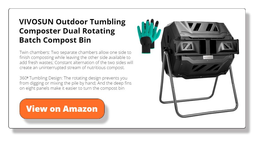 VIVOSUN Outdoor Tumbling Composter Dual Rotating Batch Compost Bin, 43 Gallon Black Door