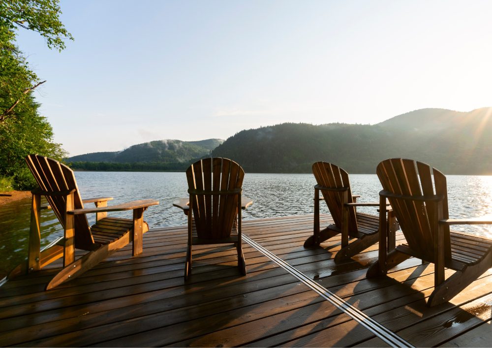 Decks are elevated outdoor platforms typically made of wood or composite materials.