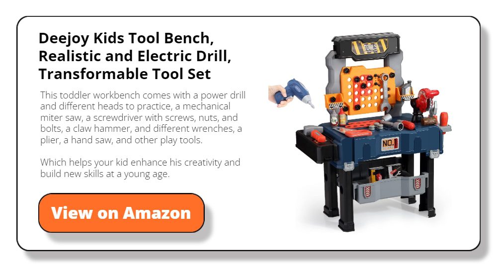 Deejoy Kids Tool Bench, Realistic and Electric Drill, Transformable Tool Set