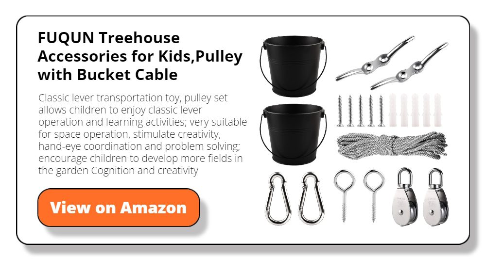 FUQUN Treehouse Accessories for Kids,Pulley with Bucket Cable