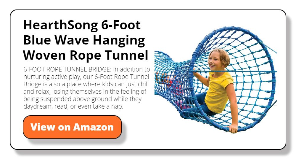 HearthSong 6-Foot Blue Wave Hanging Woven Rope Tunnel for Active Outdoor Play