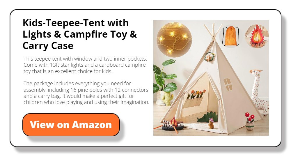 Kids-Teepee-Tent with Lights & Campfire Toy & Carry Case