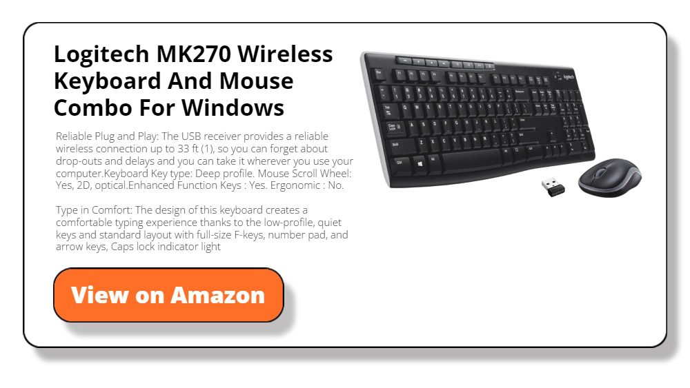 Logitech MK270 Wireless Keyboard And Mouse Combo For Windows