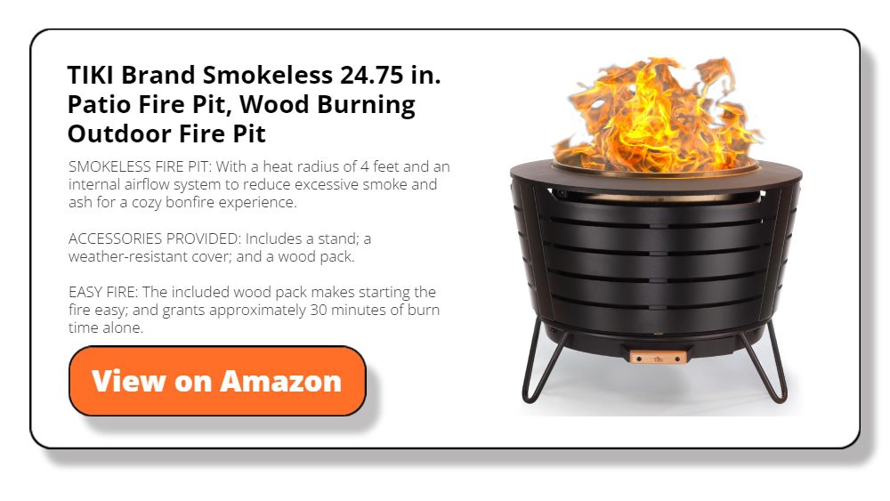 TIKI Brand Smokeless 24.75 in. Patio Fire Pit, Wood Burning Outdoor Fire Pit