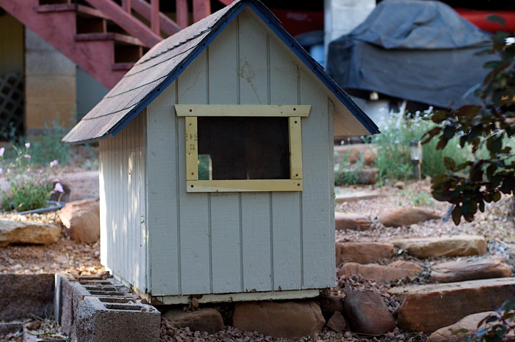 A DIY dog house built for the family pet.