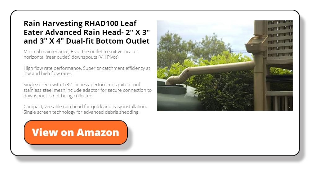 Rain Harvesting RHAD100 Leaf Eater Advanced Rain Head- 2" X 3" and 3" X 4" Dual-fit Bottom Outlet