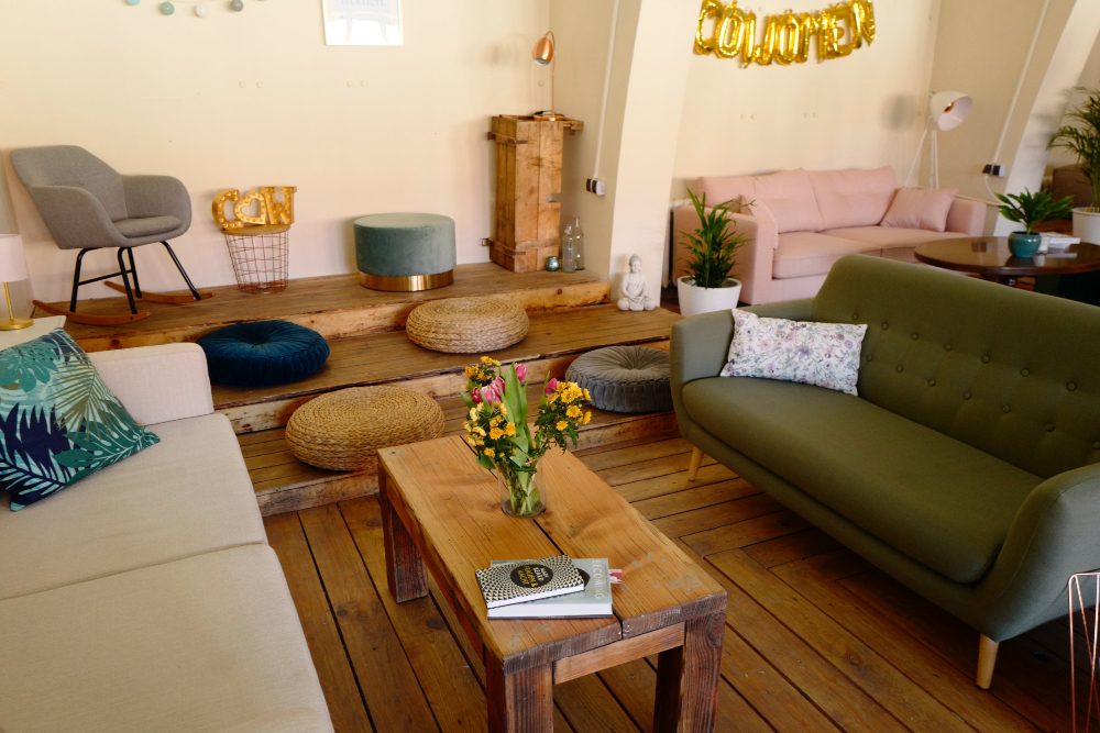 An image of a brown toned boho living space.