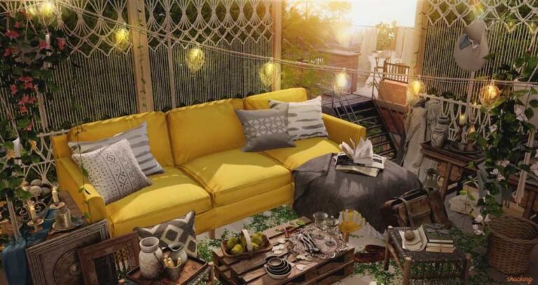 An image of a boho maximalism living room.