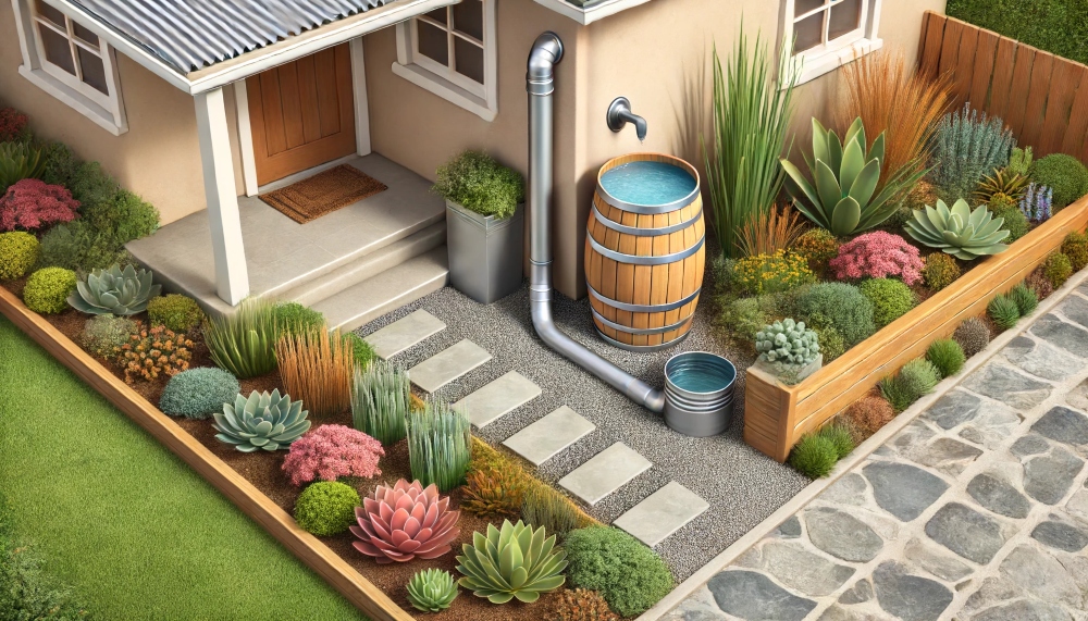 The use of natural plants and rainwater collection.