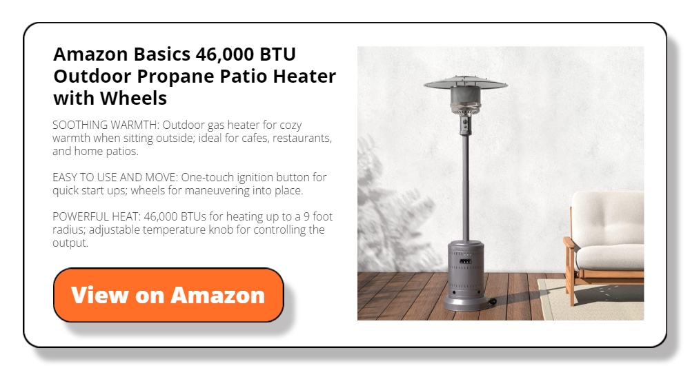 Amazon Basics 46,000 BTU Outdoor Propane Patio Heater with Wheels