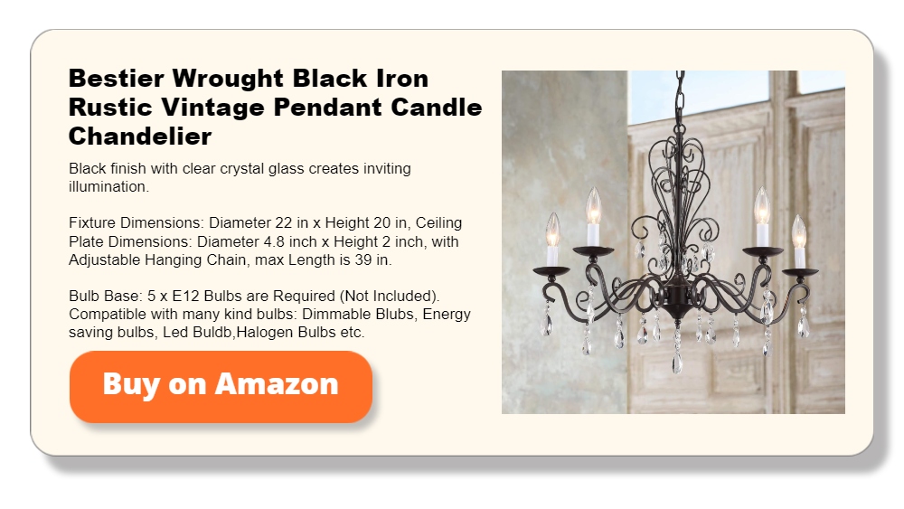 Bestier Wrought Black Iron Rustic Vintage Pendant Candle Chandelier