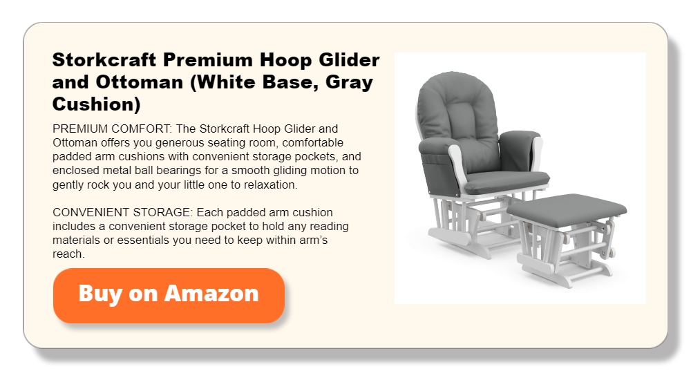 Storkcraft Premium Hoop Glider and Ottoman (White Base, Gray Cushion)